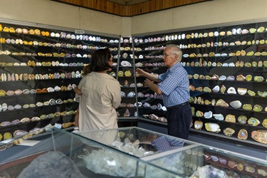 A room with rocks, gems and fossils on display at the Ashworths Treasurers of the Earth Gallery